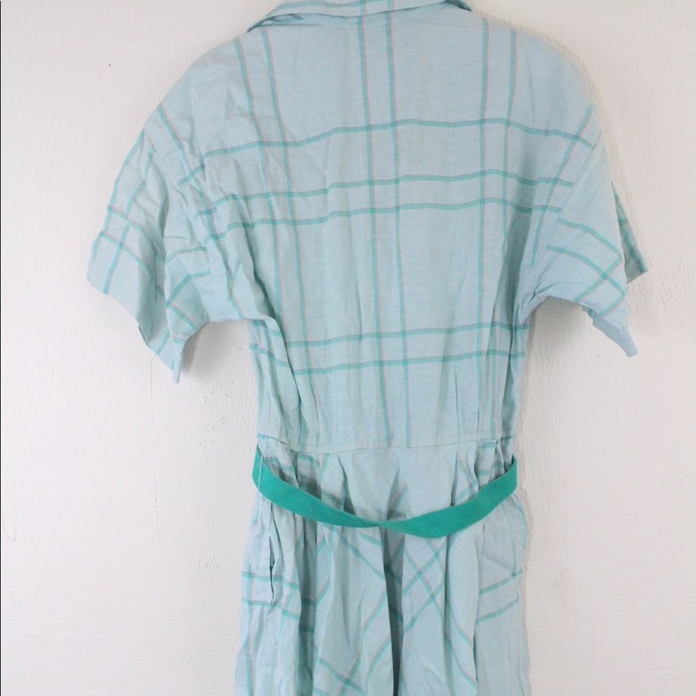 SOLD! Vintage 80s Liz Claiborne Green Plaid  Dress - Picture 8 of 8